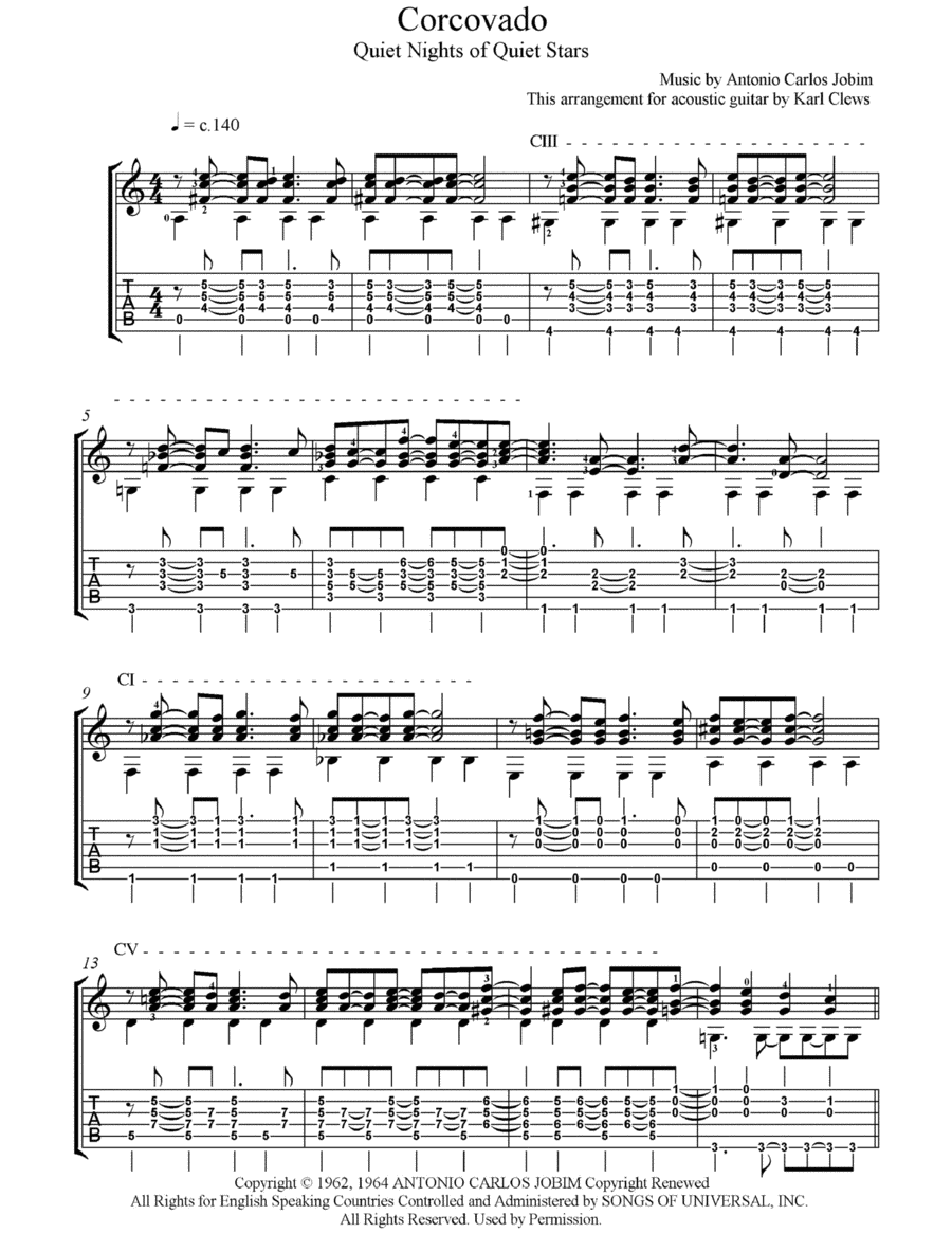 Quiet Nights Of Quiet Stars (corcovado) Electric Guitar scores gallery preview page 1