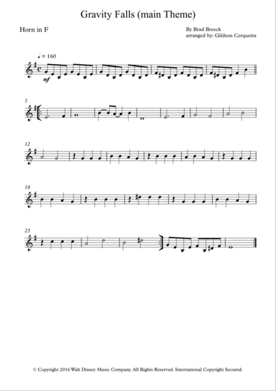 Gravity Falls (main Theme) Horn scores gallery preview page 3