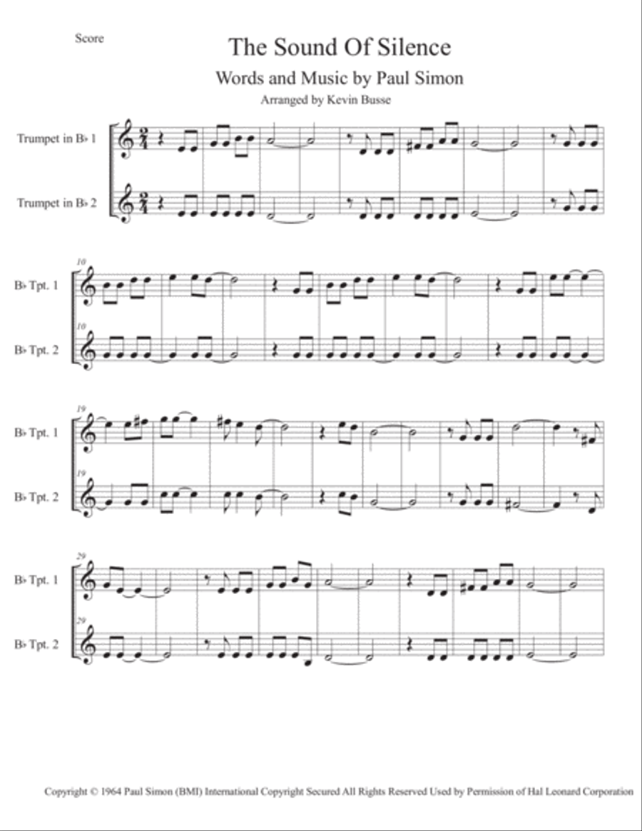 The Sound Of Silence The Sound Of Silence Trumpet Solo scores gallery preview page 1