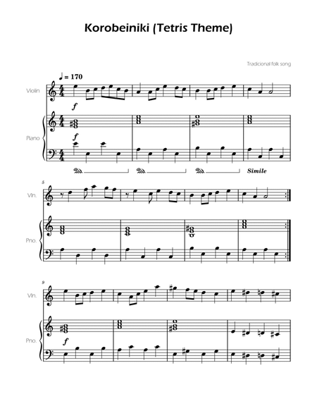 Tetris Theme for Violin and Piano image number null