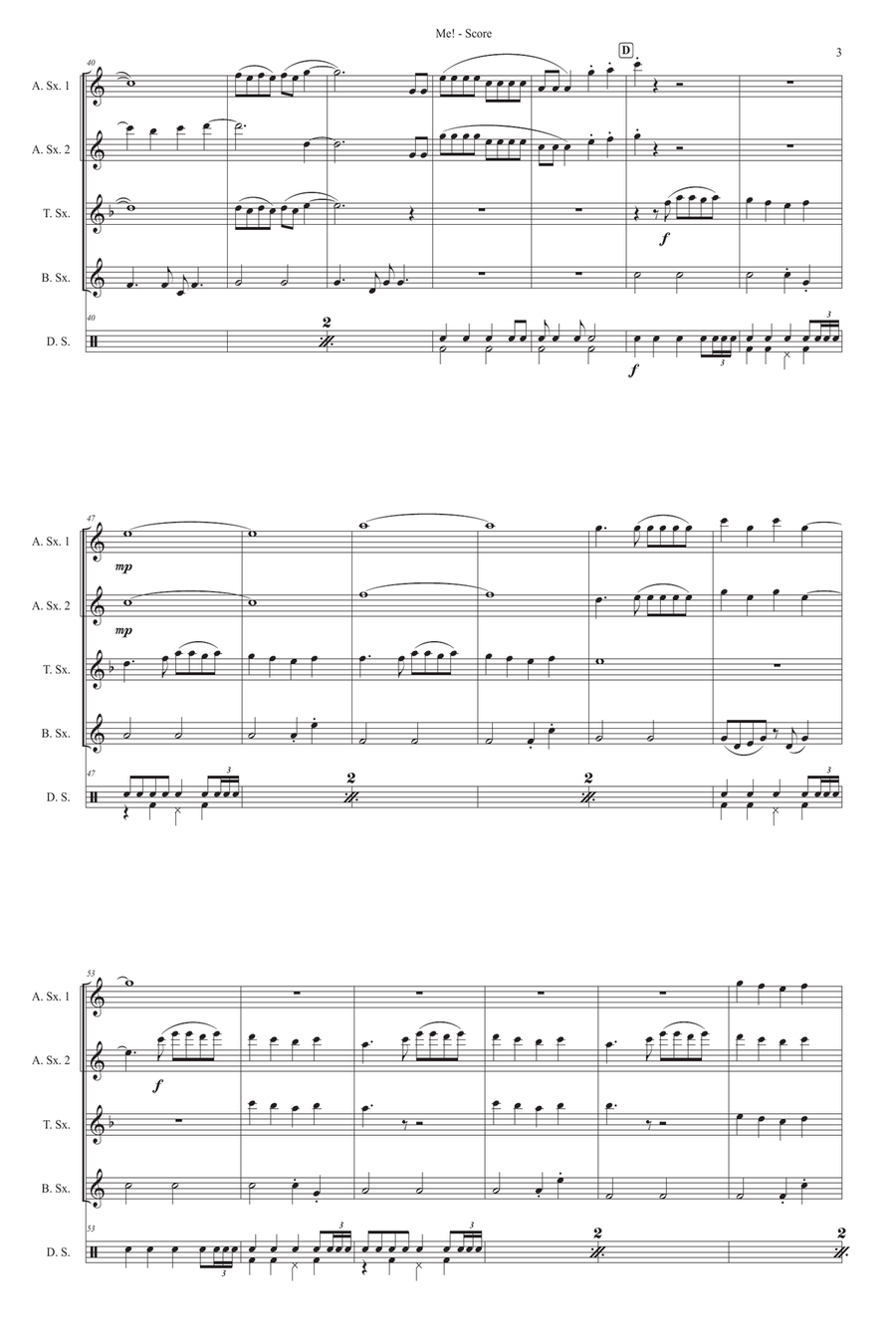Me! Saxophone Quartet scores gallery preview page 3