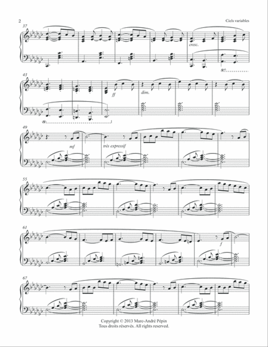 Variable Skies / Ciels variables Piano Solo scores gallery preview page 3