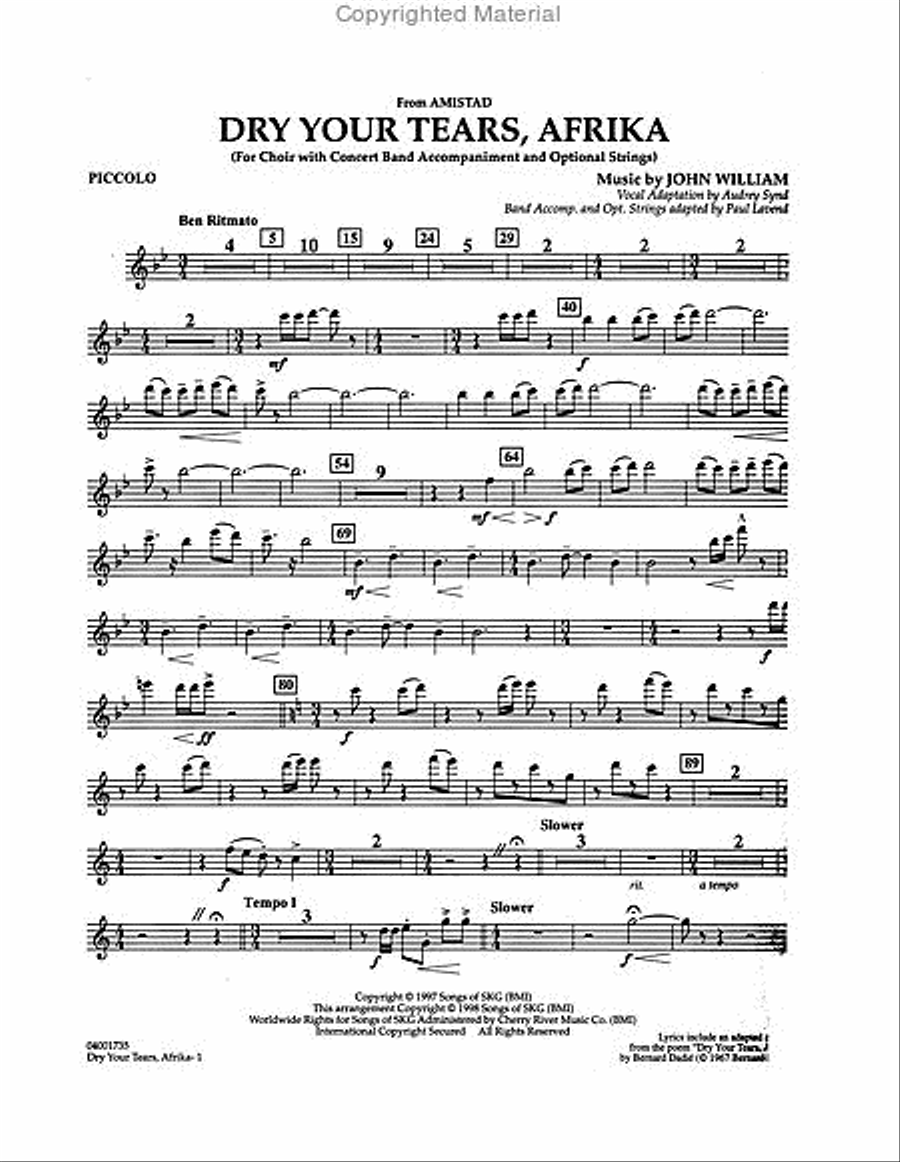 Dry Your Tears, Afrika (from Amistad) Concert Band scores gallery preview page 7
