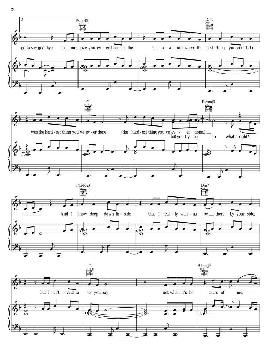 Goodbye Goodbye Piano, Vocal, Guitar scores gallery preview page 2