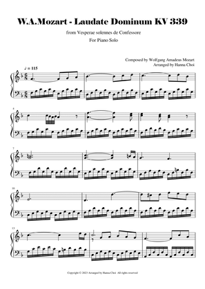 Mozart - Laudate Dominum [for Piano Solo]