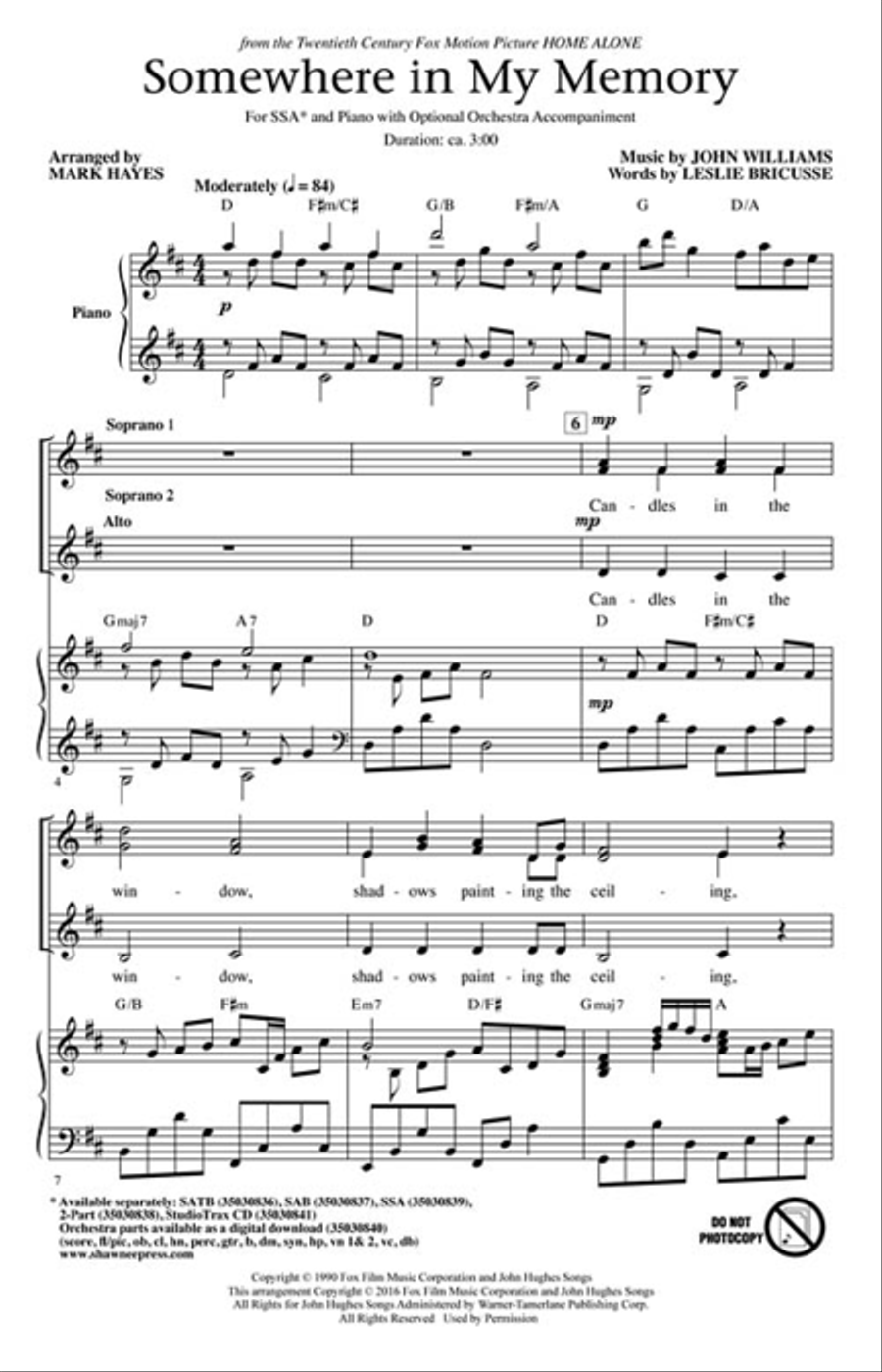 Somewhere in My Memory SSA scores gallery preview page 2