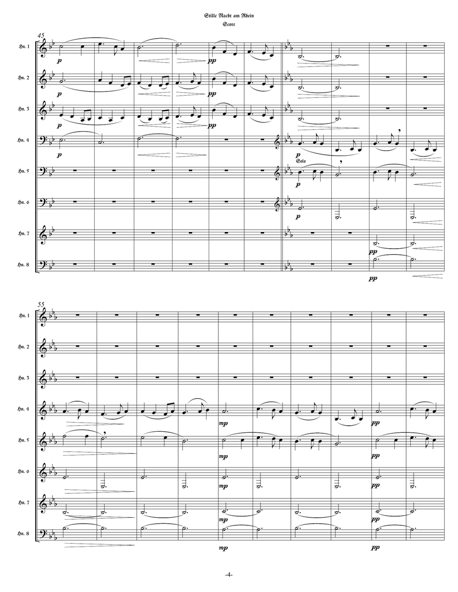Stille Nacht am Rhein fur 8 Horner Horn scores gallery preview page 4