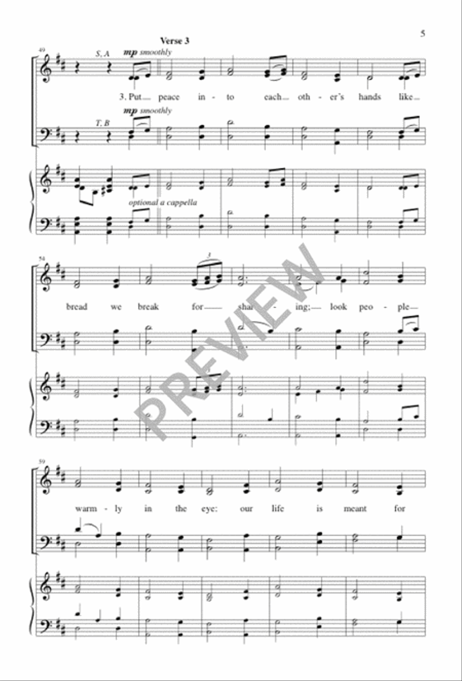 Put Peace into Each Other's Hands 4-Part scores gallery preview page 5