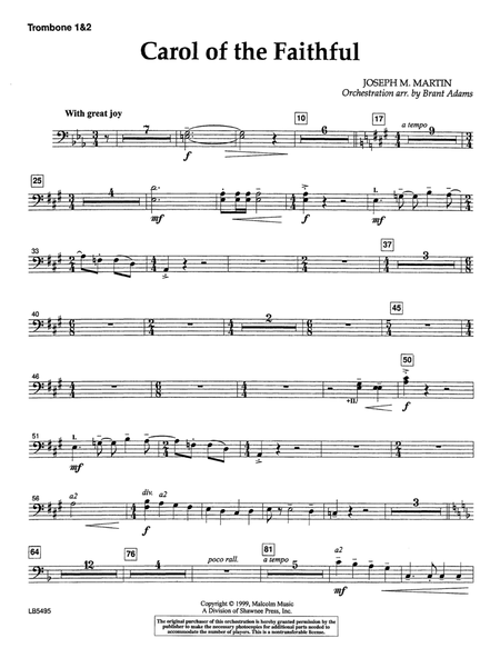 Carol Of The Faithful (from "Canticle Of Joy") - Trombone 1 & 2