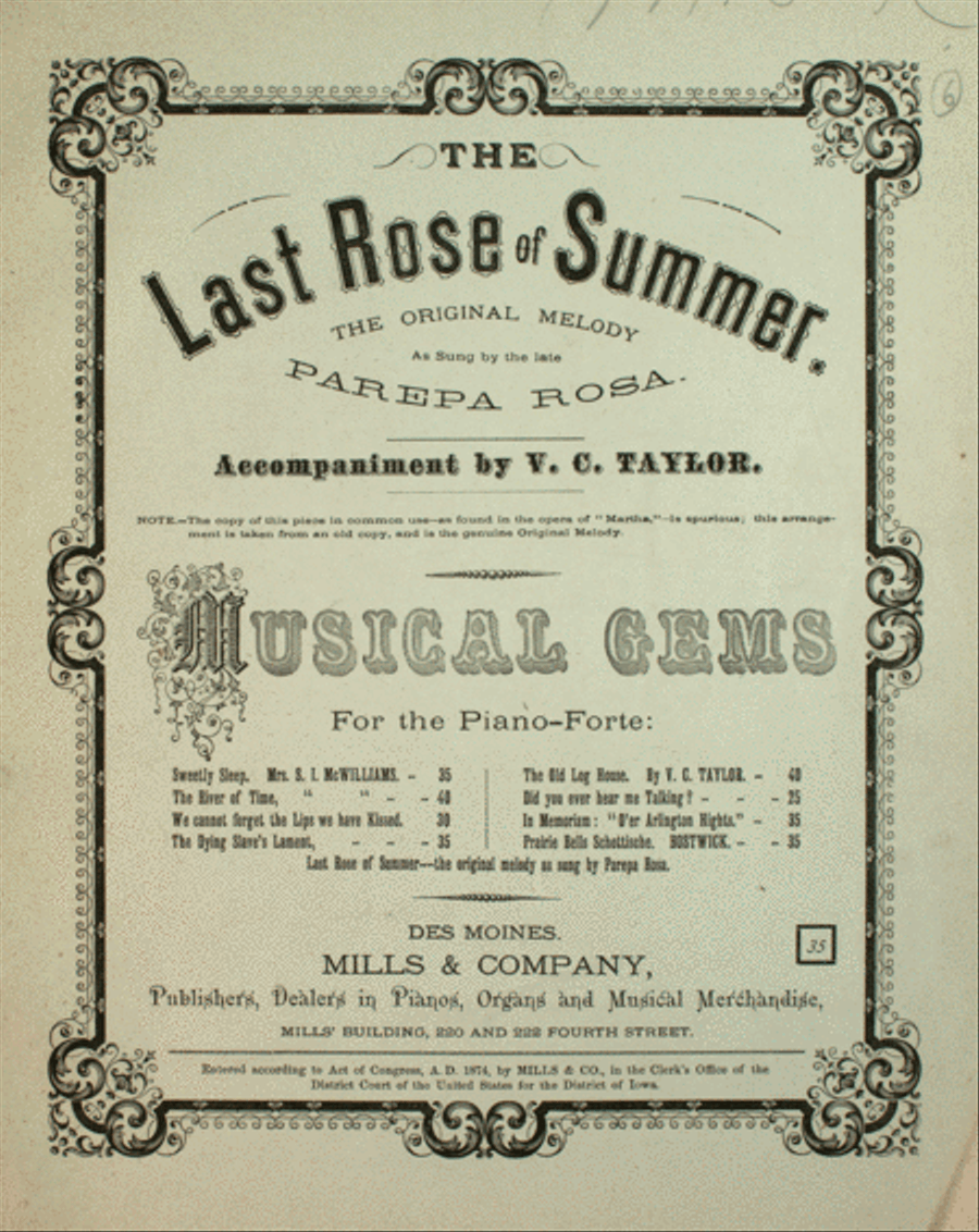 The Last Rose of Summer. The Original Melody Voice scores gallery preview page 1