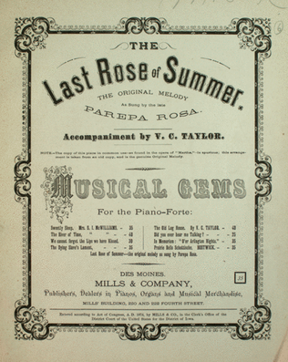 Book cover for The Last Rose of Summer. The Original Melody