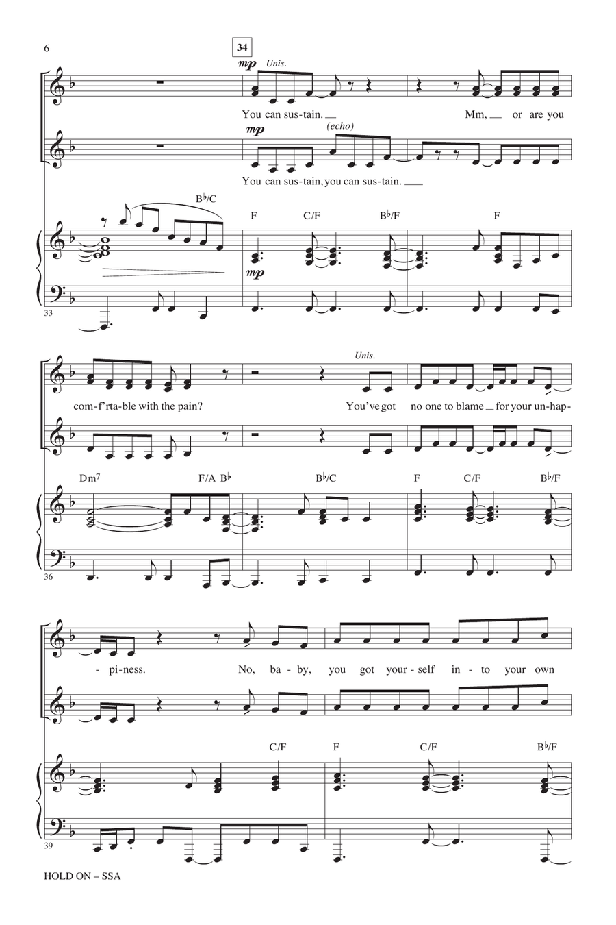 Hold On (arr. Kirby Shaw) SSA scores gallery preview page 5