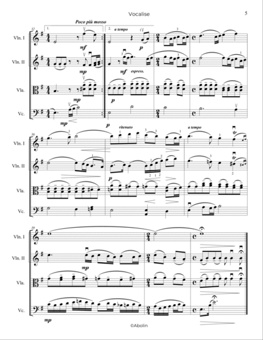 Rachmaninoff: Vocalise - String Quartet String Quartet scores gallery preview page 6