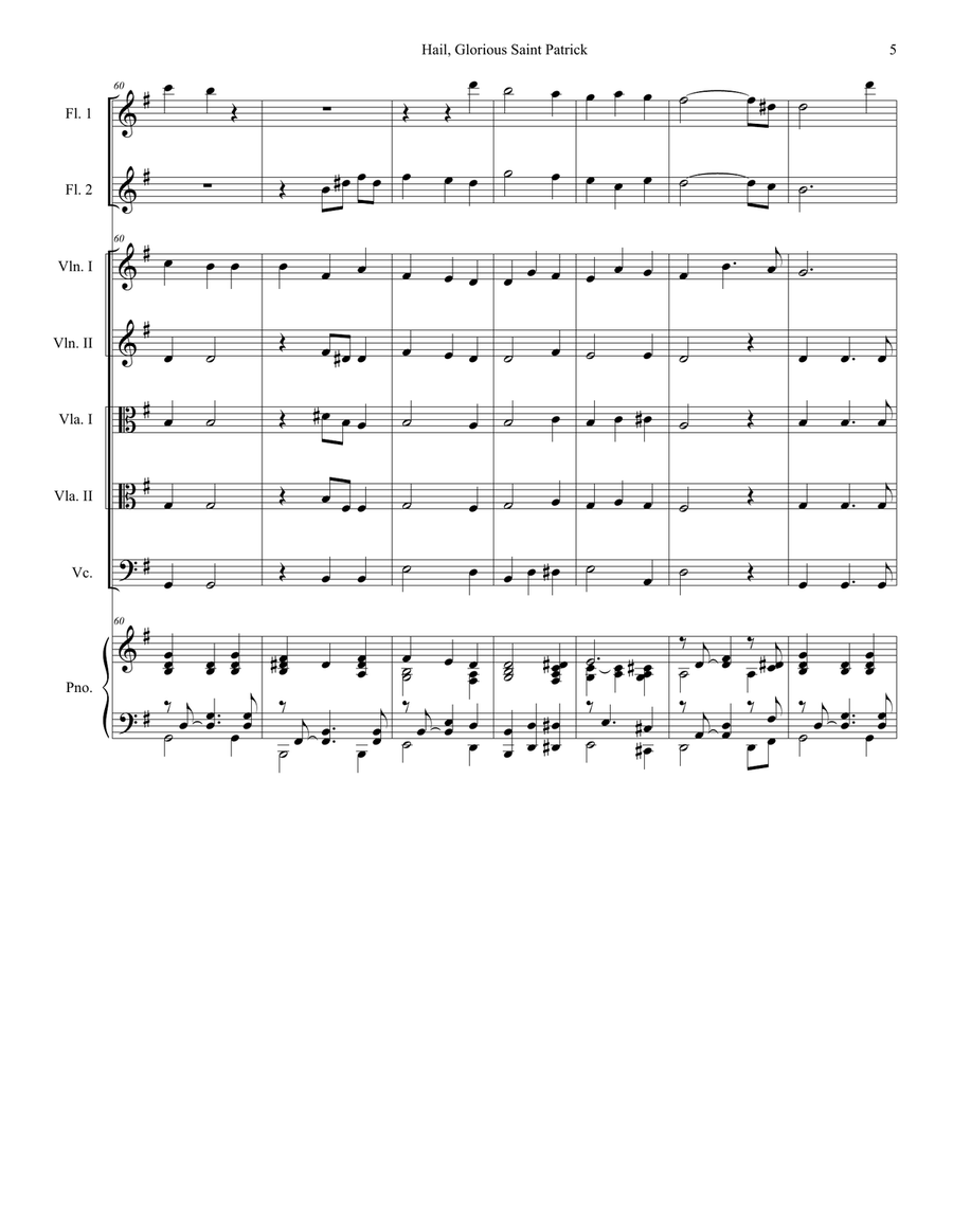 Hail, Glorious Saint Patrick (for String Orchestra and Piano) String Orchestra scores gallery preview page 5