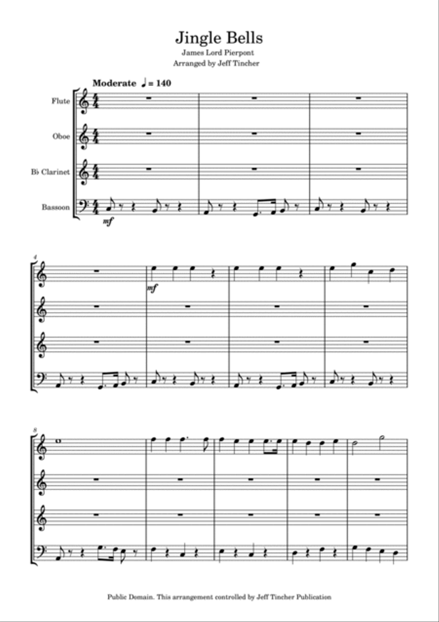 Jingle Bells Woodwind Quartet scores gallery preview page 2