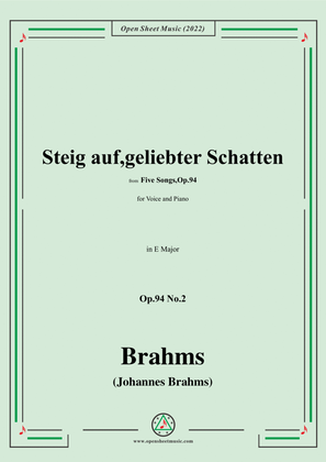 Book cover for Brahms-Steig auf,geliebter Schatten,Op.94 No.2,in E flat Major