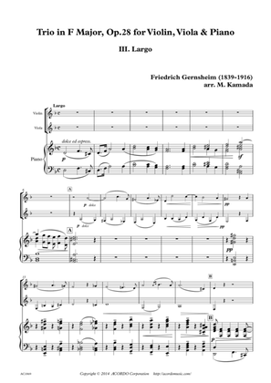 'Largo' from Trio Op.28 for Violin, Viola & Piano
