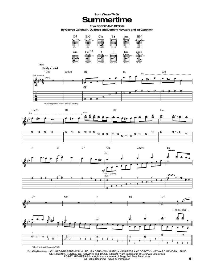 Summertime Guitar Tablature scores gallery preview page 1