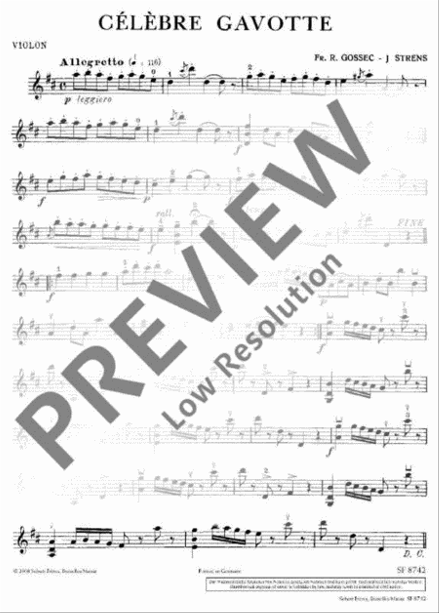 Célèbre Gavotte Violin Solo scores gallery preview page 5