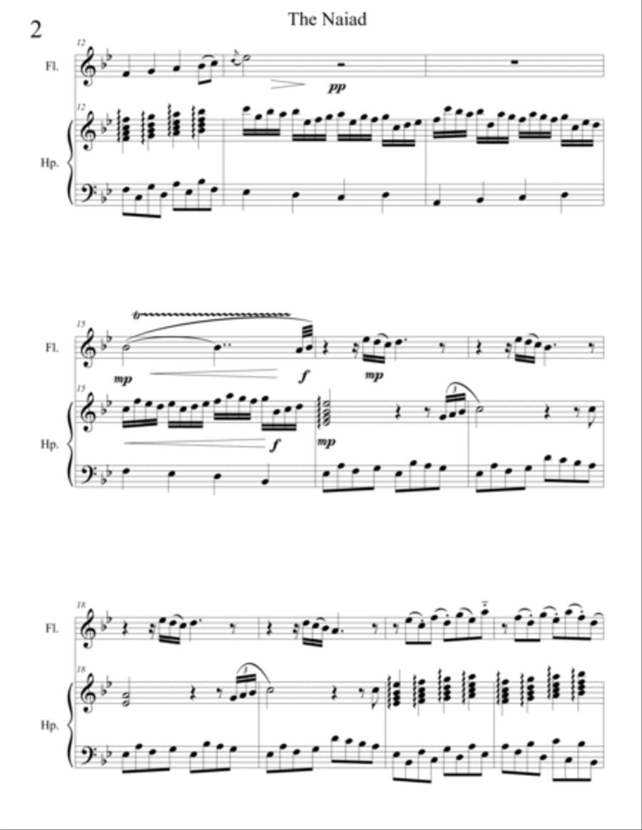 The Naiad for flute and harp Chamber Music scores gallery preview page 2
