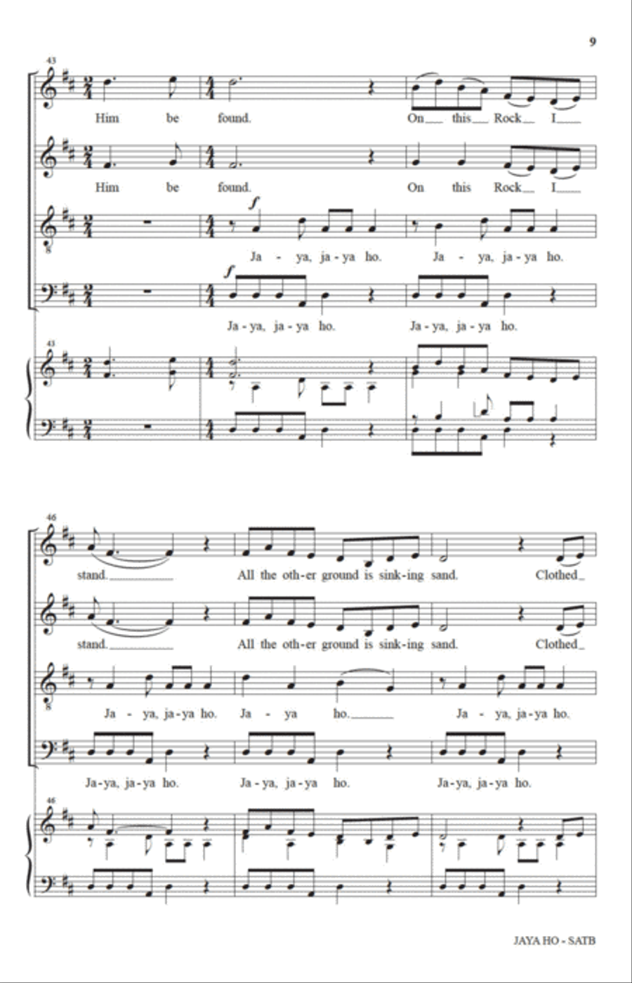 Jaya Ho (The Solid Rock) (arr. Diane Hannibal) 4-Part scores gallery preview page 8