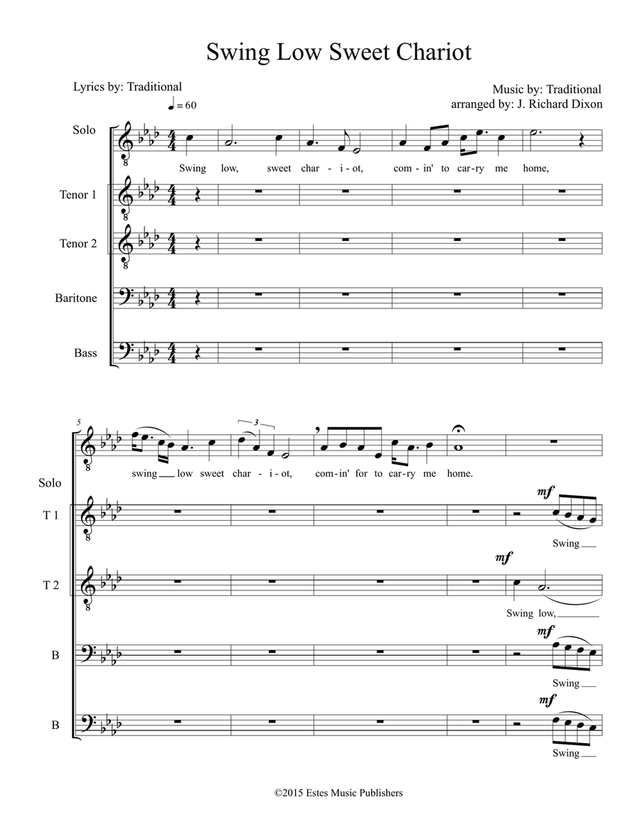 Swing Low Sweet Chariot TTBB TTBB scores gallery preview page 1