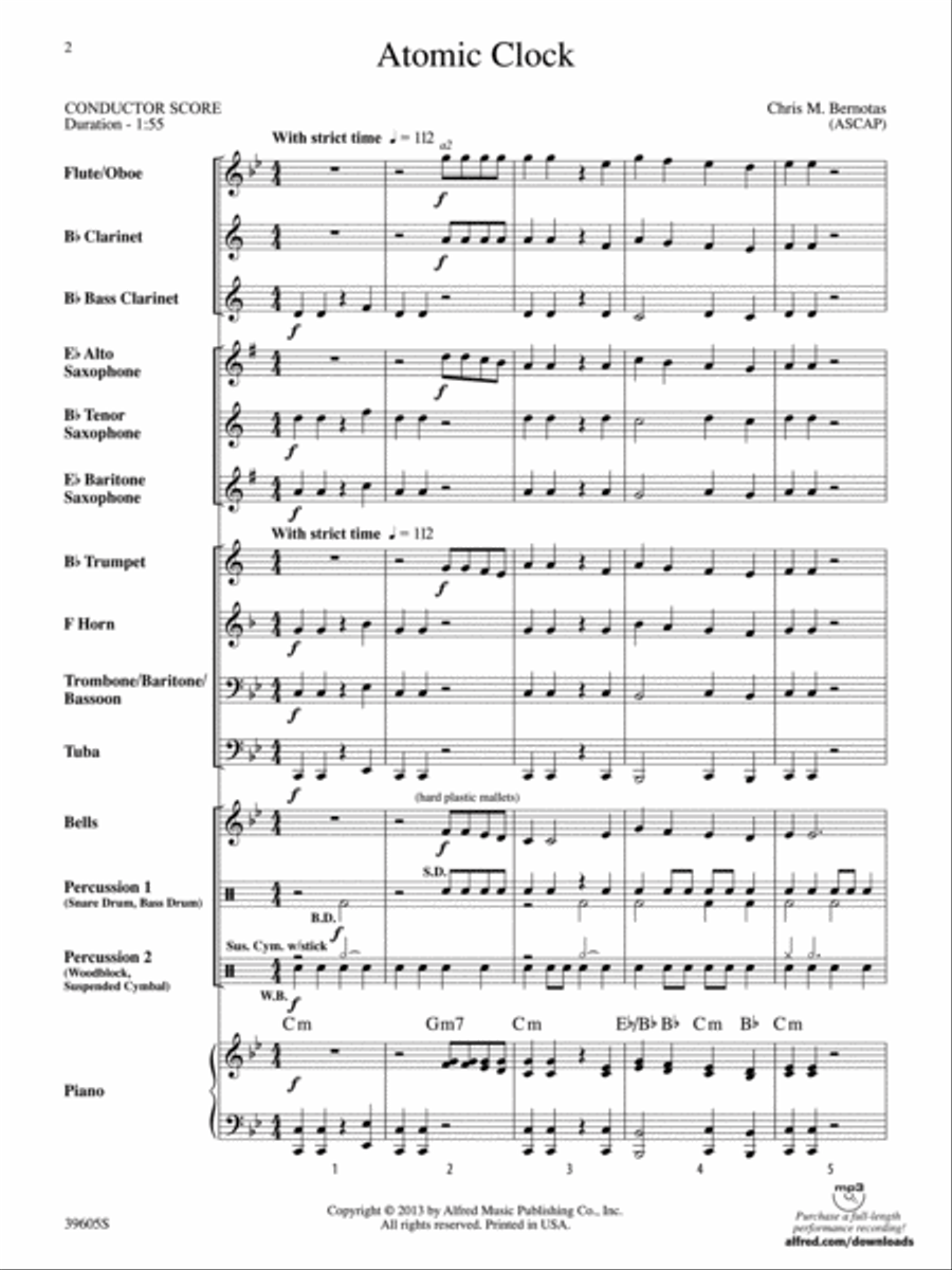 Atomic Clock: Score Atomic Clock: Score Concert Band scores gallery preview page 2