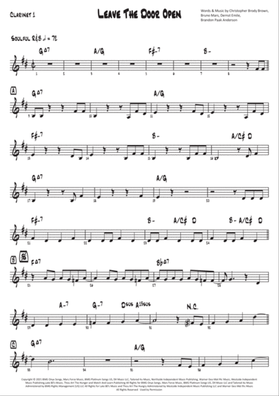 Leave The Door Open Clarinet Duet scores gallery preview page 2