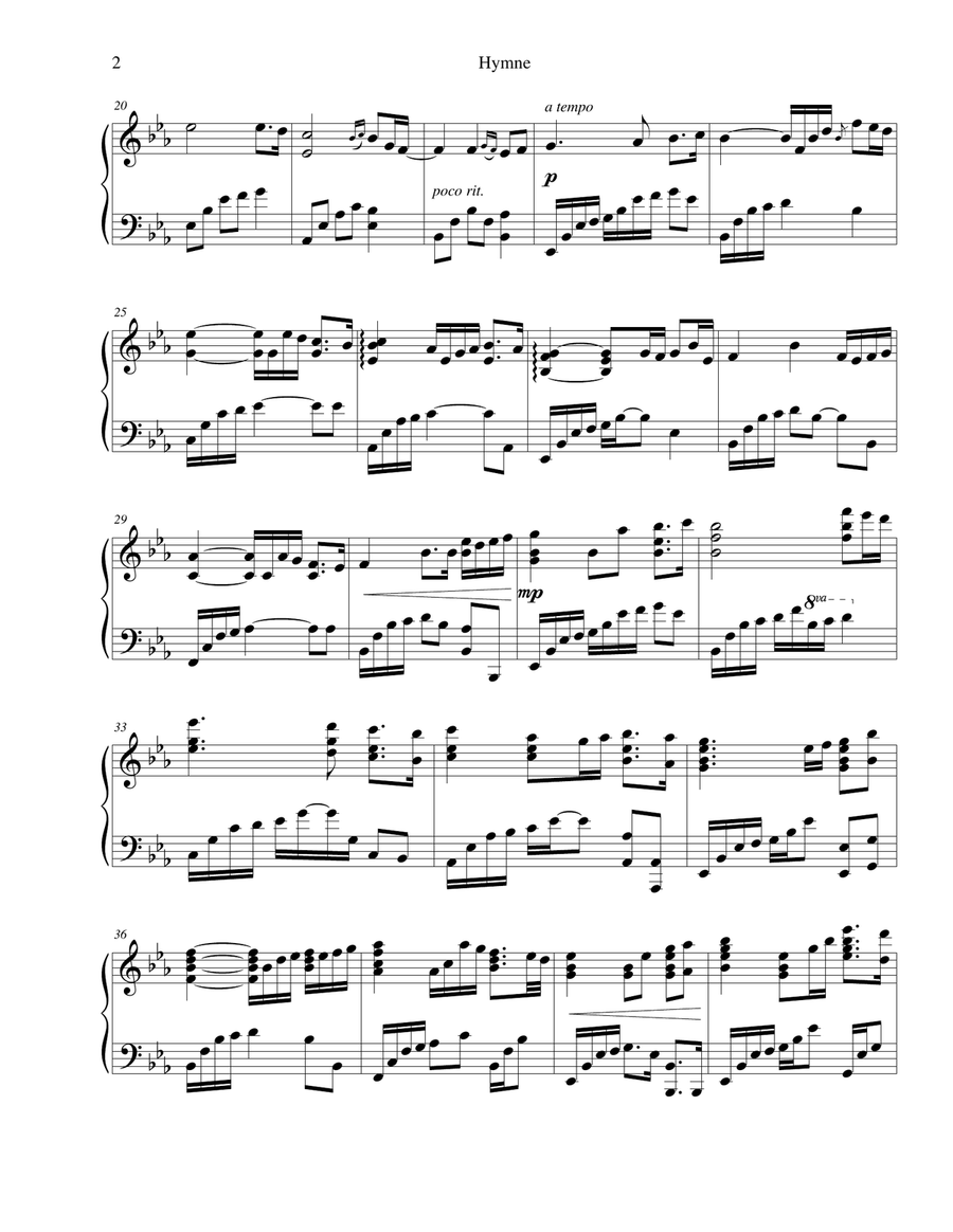 Hymne Piano Solo scores gallery preview page 2