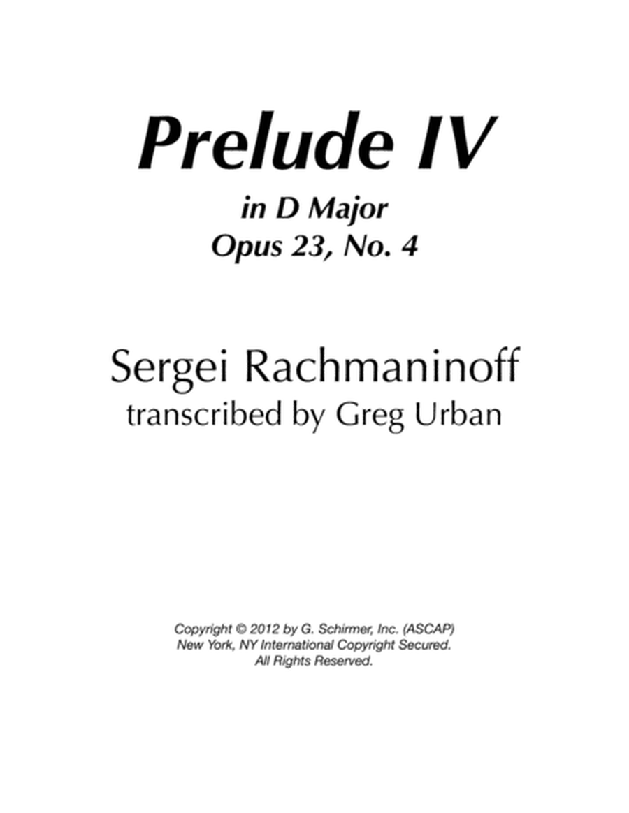Prelude IV In D Major, Op. 23, No. 4 - Rachmaninoff