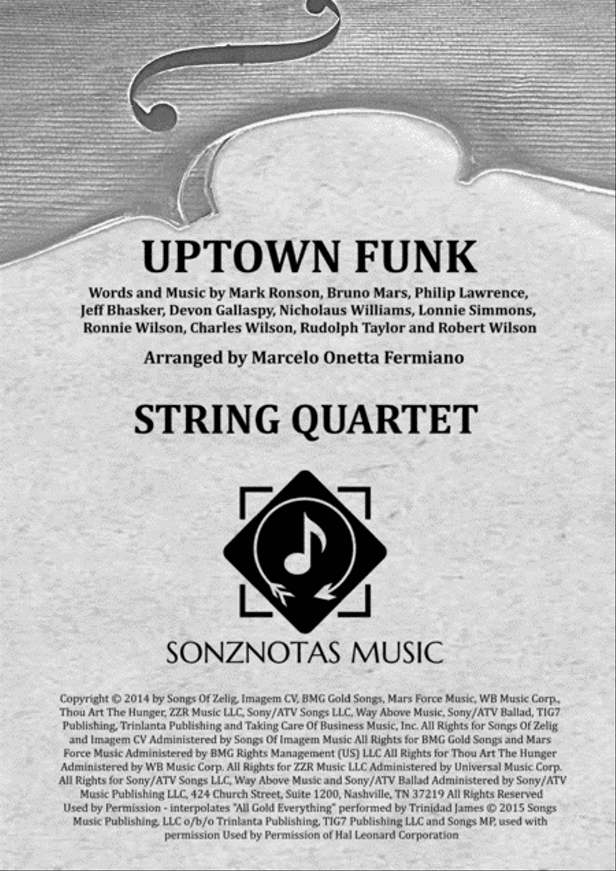 Uptown Funk String Quartet scores gallery preview page 1