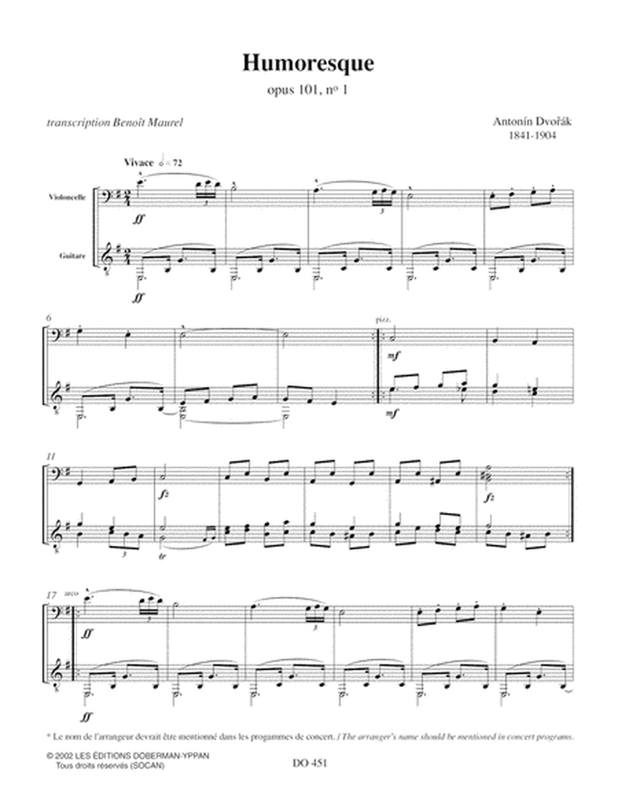 Humoresques op. 101, nos 1, 7, 8 (cello / guit.)