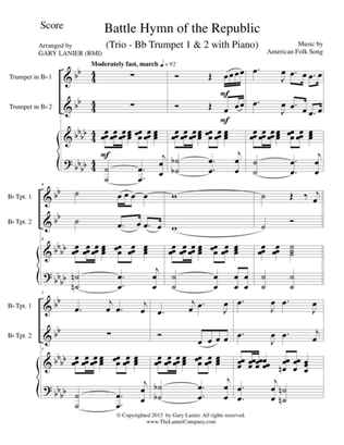 BATTLE HYMN OF THE REPUBLIC (Trio– Bb Trumpet1, Bb Trumpet 2 with Piano/Score and Parts)