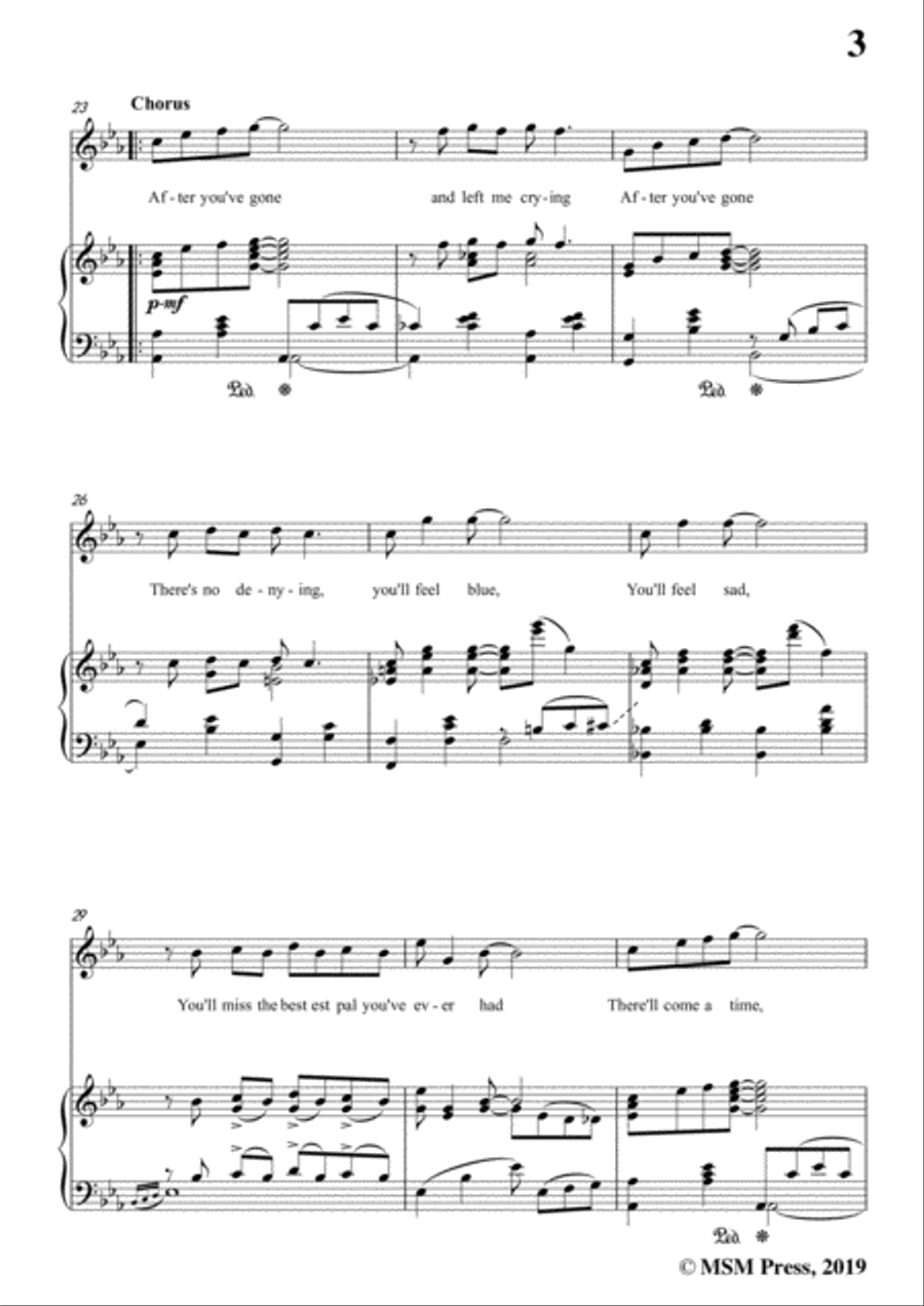 Turner Layton-After You've Gone,in E flat Major,for Voice and Piano Voice Solo scores gallery preview page 5