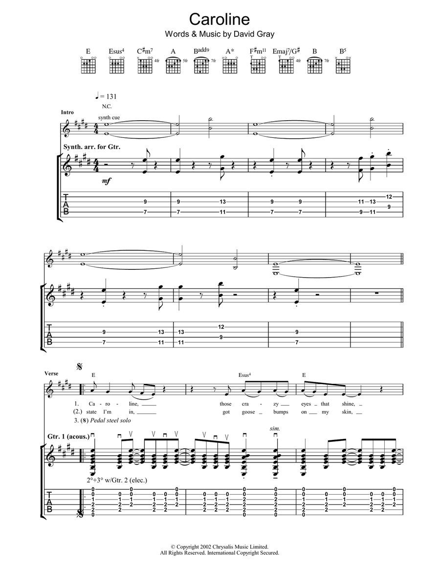 Caroline Caroline Acoustic Guitar scores gallery preview page 1