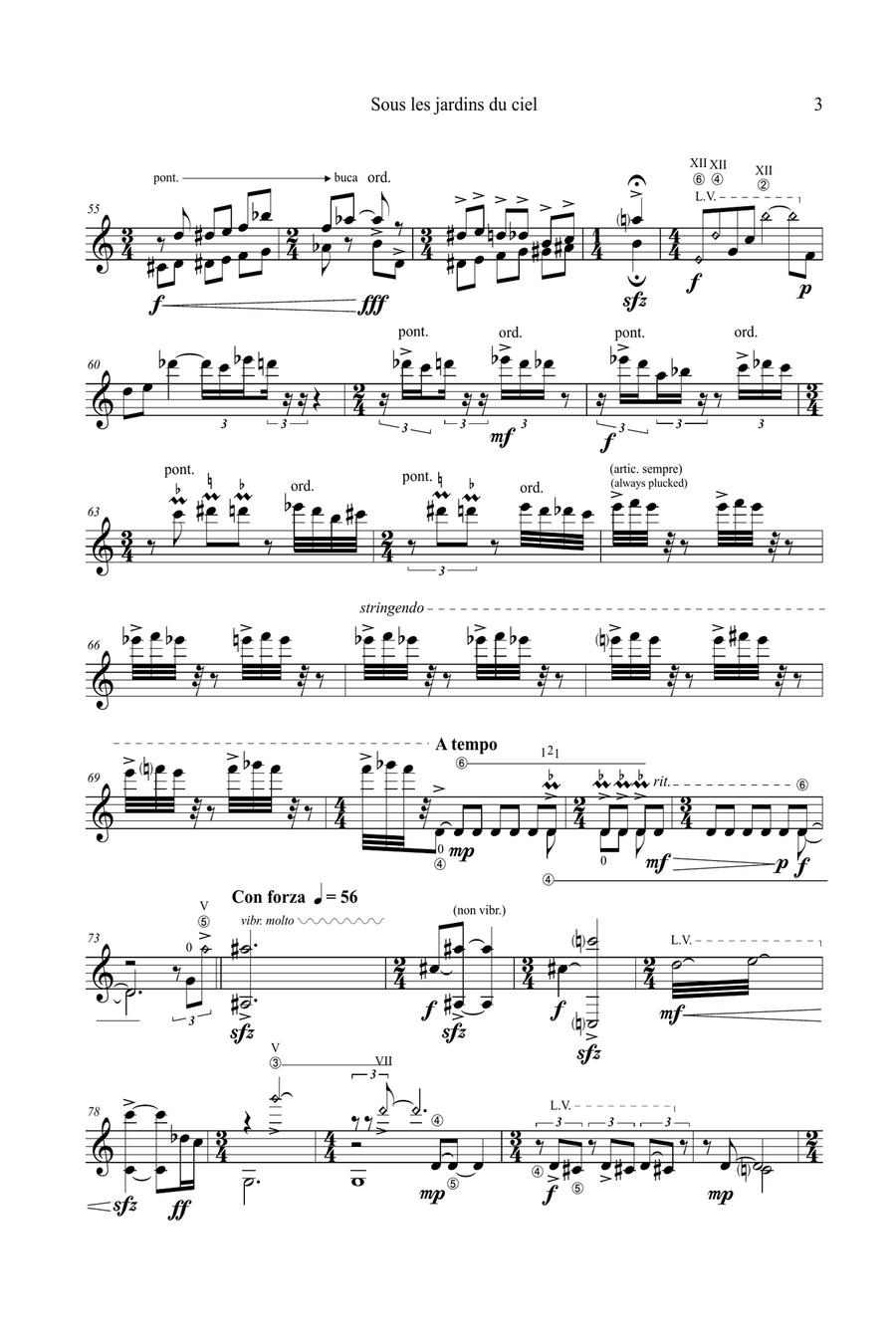 Umberto BOMBARDELLI: Sous les jardins du ciel (ES-23-030) - Score Only Guitar Ensemble scores gallery preview page 4