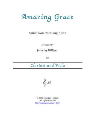 Book cover for Amazing Grace for Clarinet and Viola