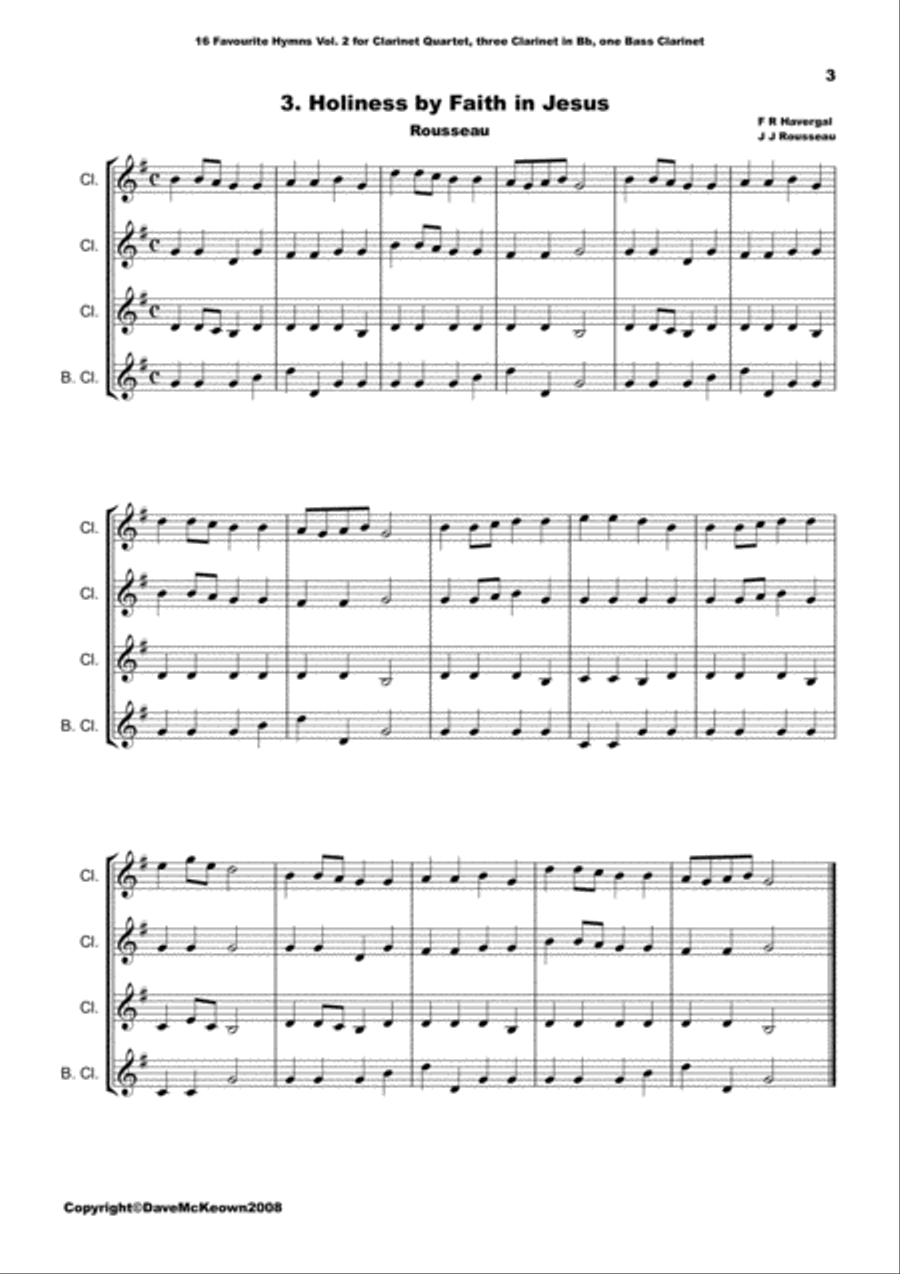 16 Favourite ﻿Hymns for Clarinet Quartet (Vol 2.) image number null