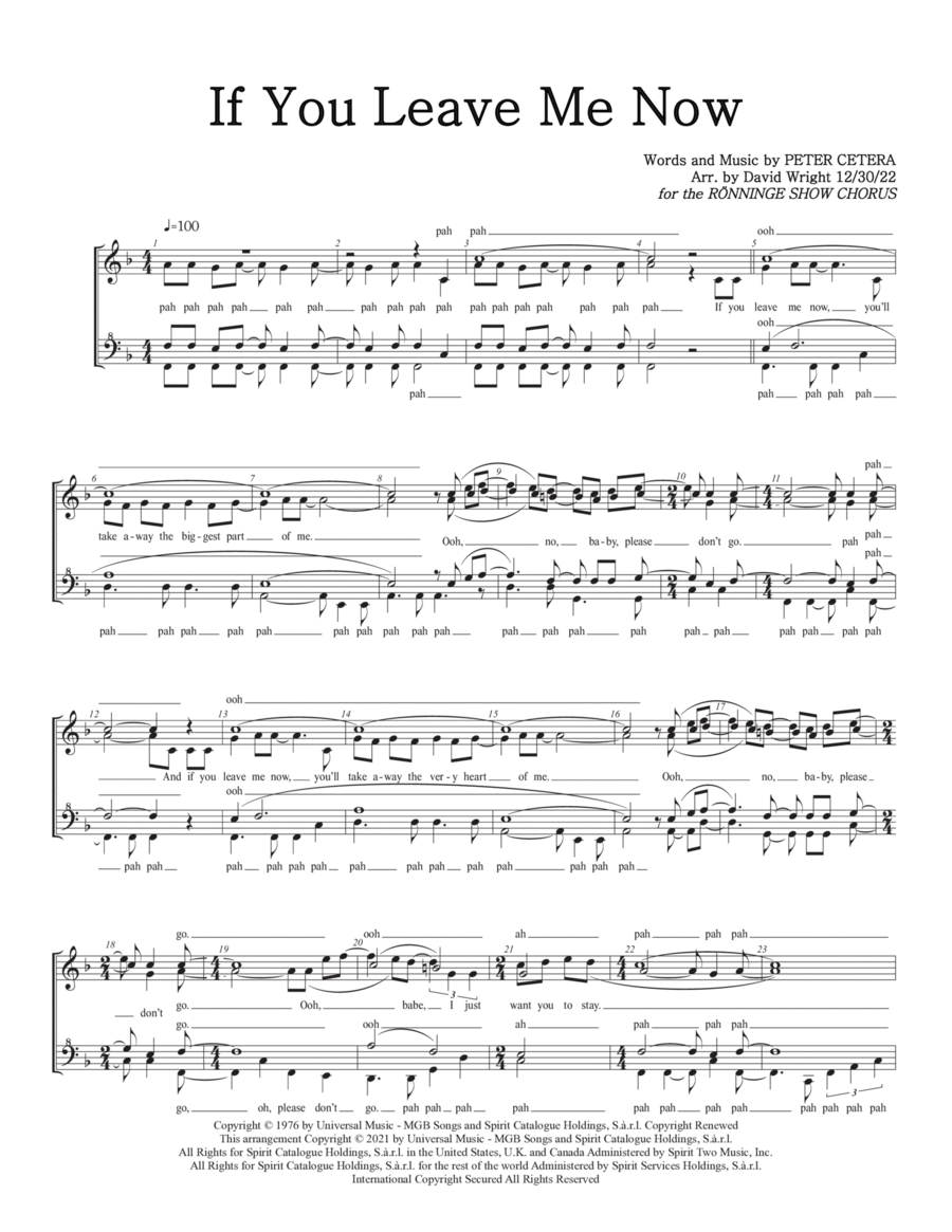 If You Leave Me Now High Voice scores gallery preview page 1