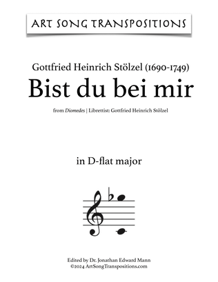 Book cover for STÖLZEL: Bist du bei mir (transposed to D-flat major and C major)