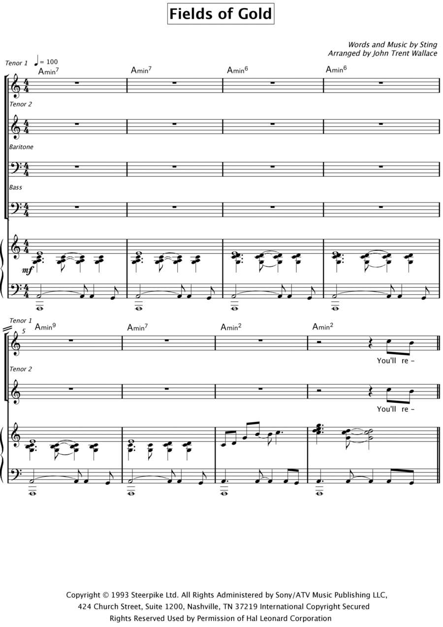 Fields Of Gold TTBB scores gallery preview page 1