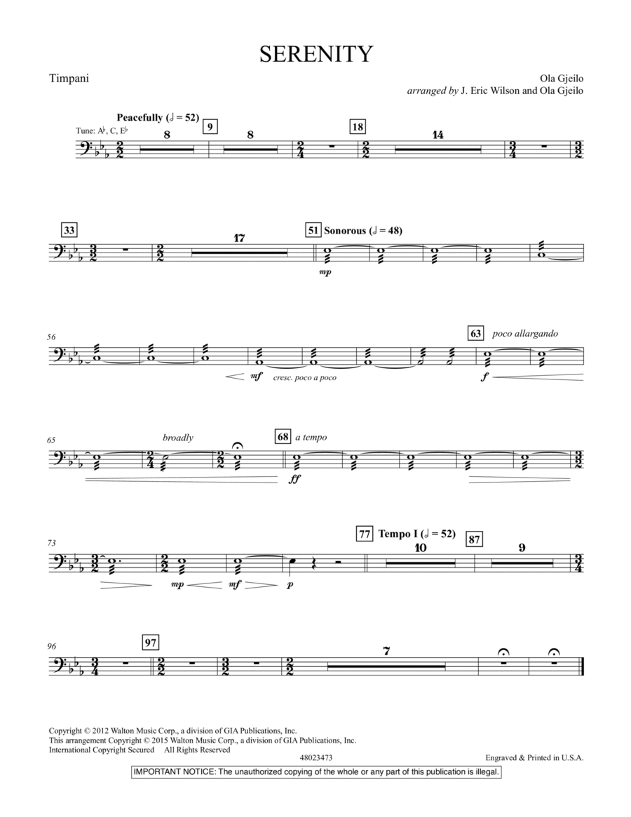Serenity - Timpani Percussion scores gallery preview page 1
