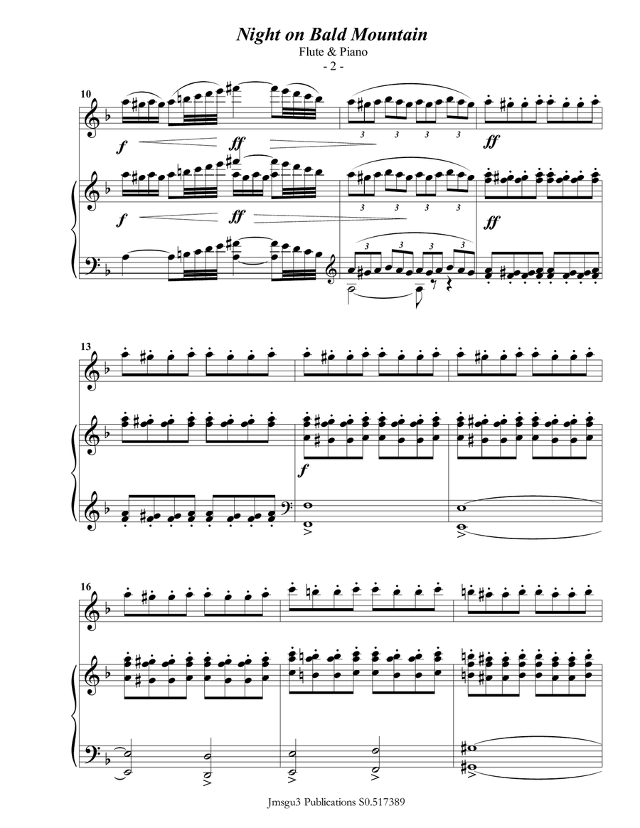 Mussorgsky: Night on Bald Mountain for Flute & Piano Flute Solo scores gallery preview page 2