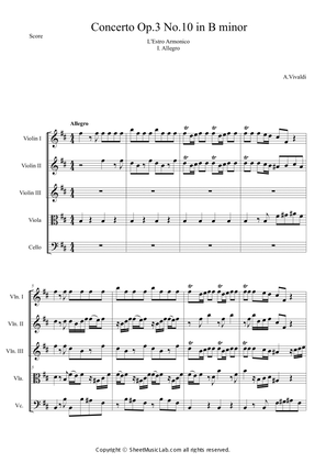 Book cover for Concerto Op.3 No.10 in B minor I. Allegro