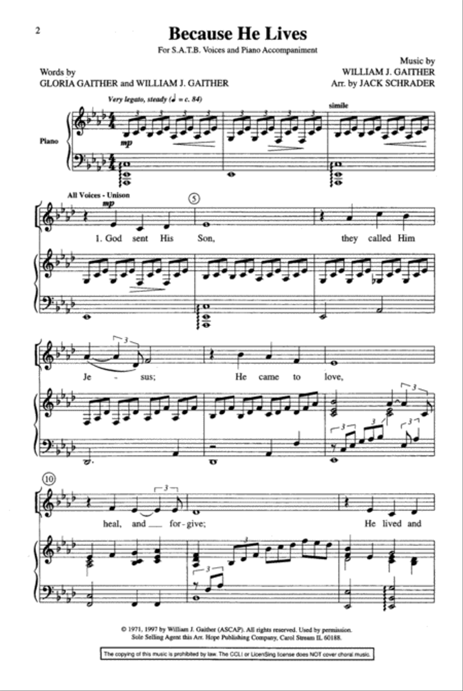 Because He Lives 4-Part scores gallery preview page 3