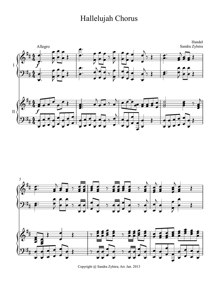 Hallelujah Chorus (2 piano duet) Choir scores gallery preview page 2