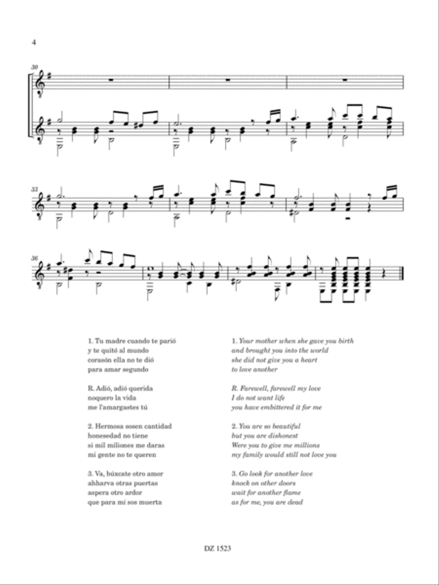 8 Sephardic Songs Classical Guitar scores gallery preview page 4