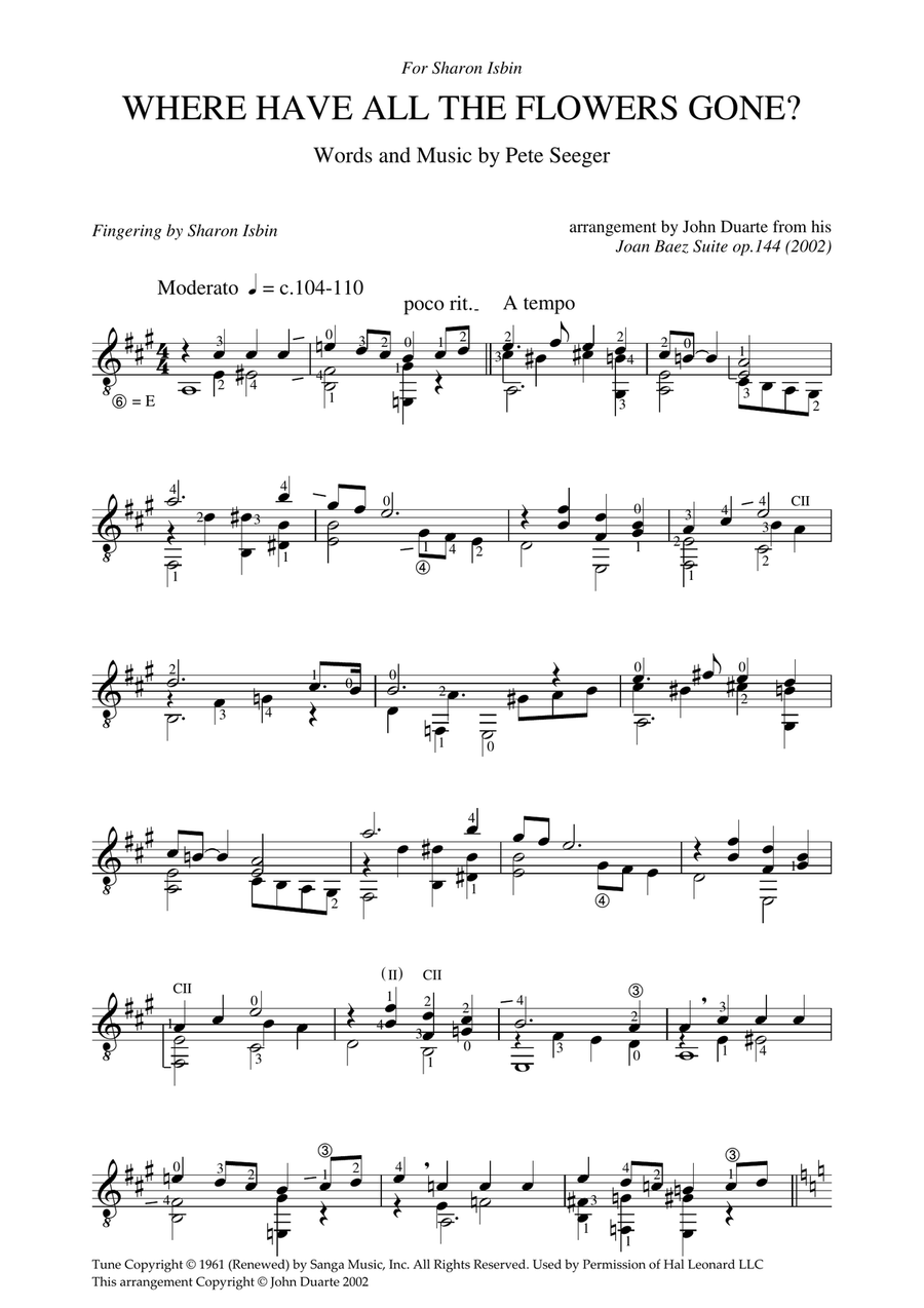 Where Have All The Flowers Gone? Guitar Solo scores gallery preview page 2