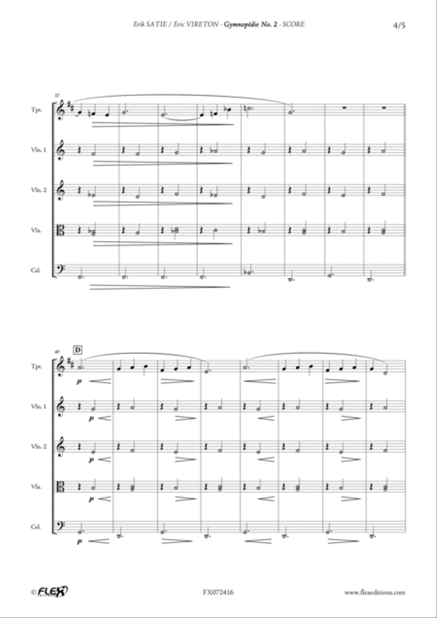 Gymnopedie No. 2 B-Flat Trumpet scores gallery preview page 4