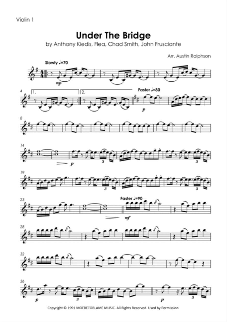 Under The Bridge String Quartet scores gallery preview page 3